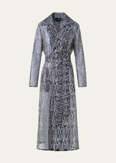 Akris Iman Silk Organza Trench Coat with Asagao Striped Embroidery