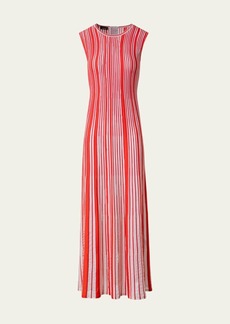 Akris Jacquard Asagao Stripes Knit Midi Dress