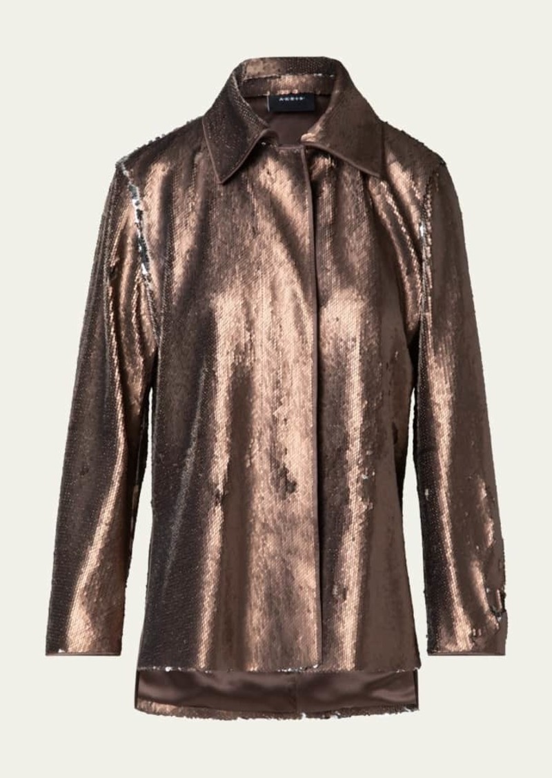 Akris Laars Bicolor Sequined Oversized Jacket