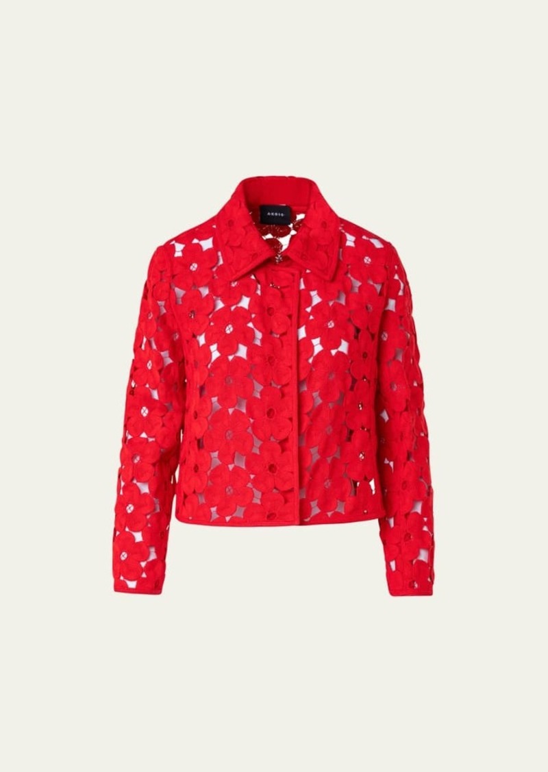 Akris Ladina Anemones Embroidered Short Jacket