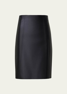 Akris Lambskin Leather Short Pencil Skirt