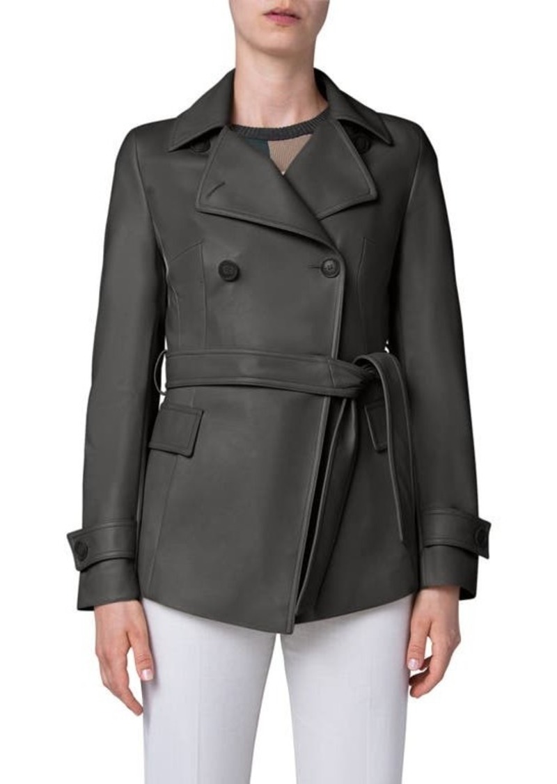 Akris Larissa Double Breasted Leather Jacket