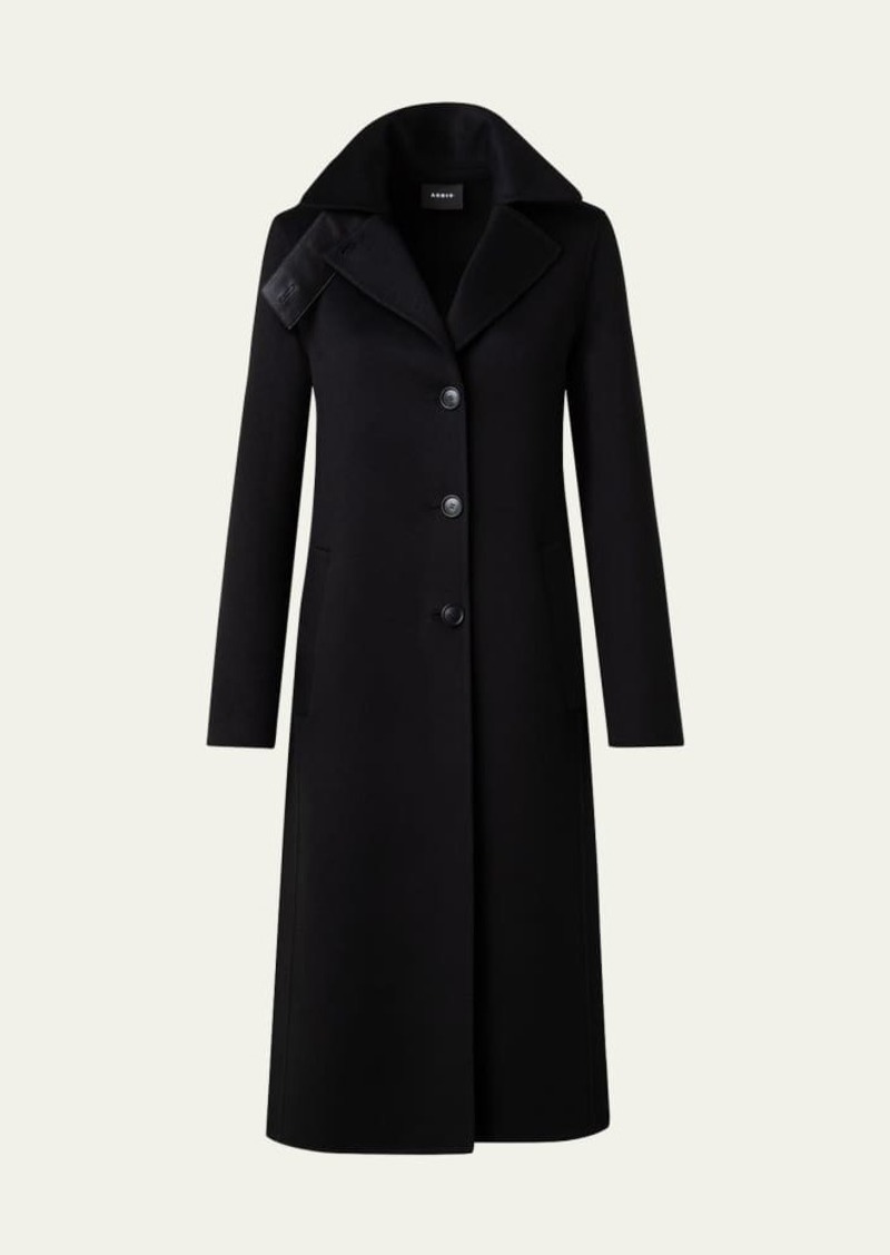 Akris Leather Collar Cashmere Coat