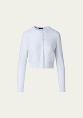 Akris Linen-Blend Short Knit Cardigan with Sequins