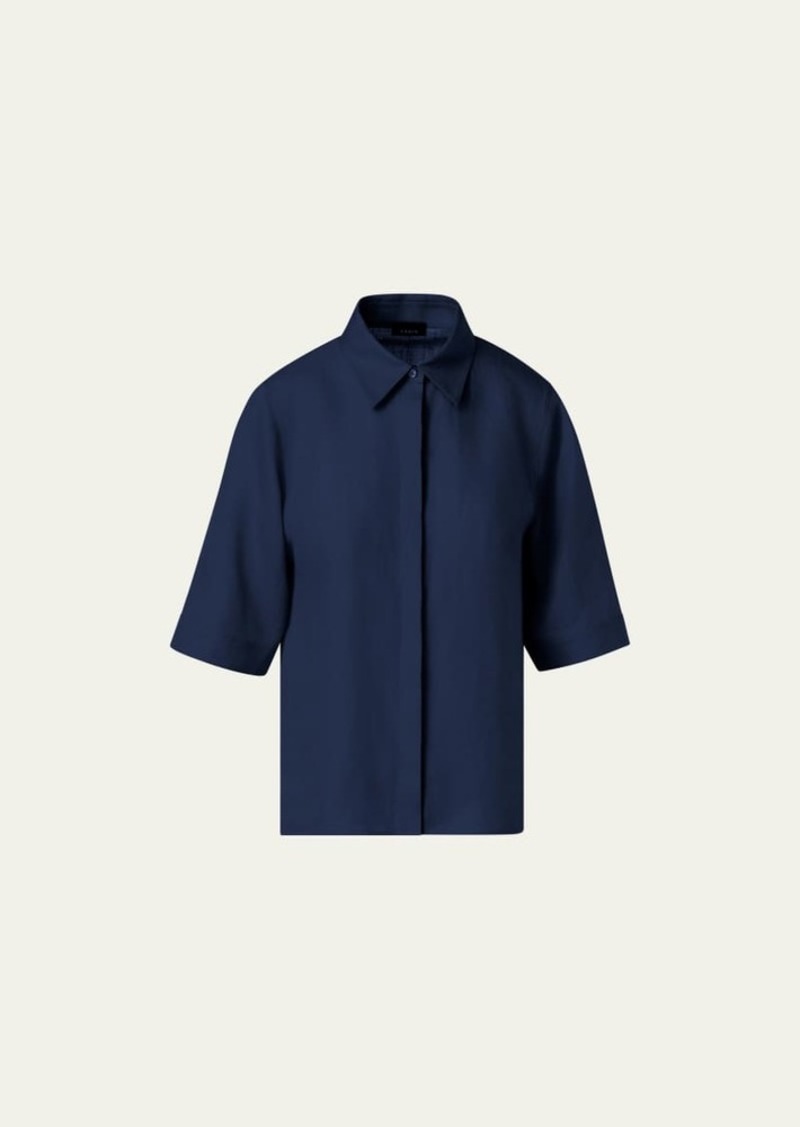 Akris Linen Voile Collared Boxy Shirt