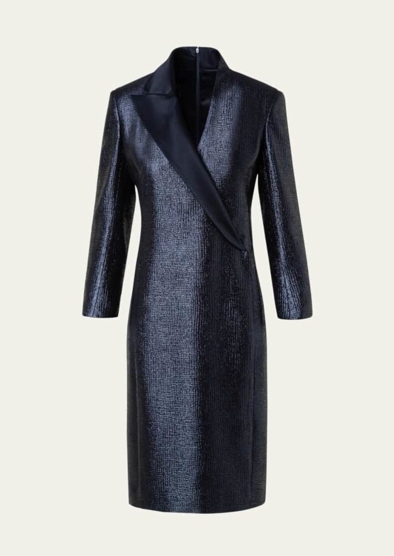 Akris Metallic Tuxedo Dress with Satin Lapel