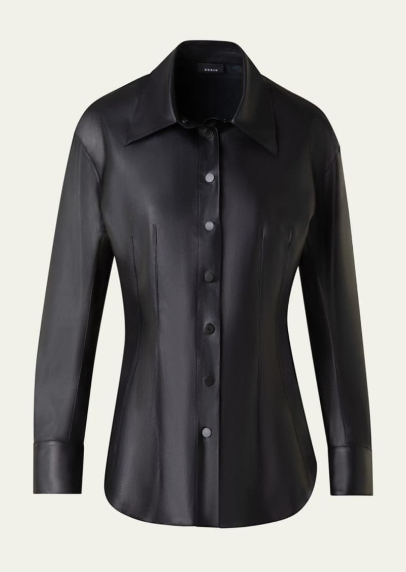 Akris Nappa Leather Fitted Blouse