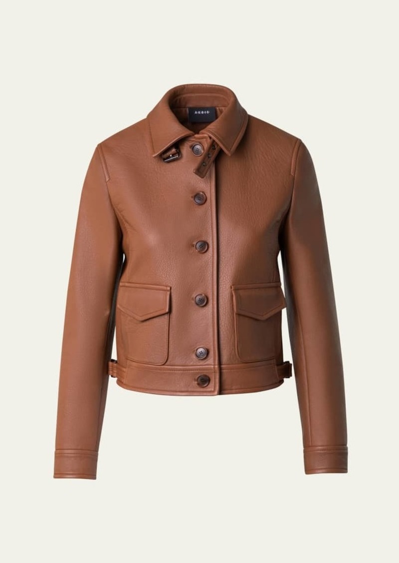 Akris Nappa Leather Short Bomber Jacket