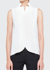 Akris Notched Stand-Collar Sleeveless Button-Front Blouse