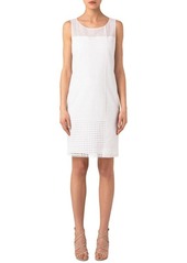 Akris Patchwork Perforations Sleeveless Cotton Dress in White at Nordstrom