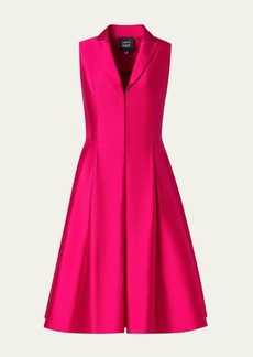 Akris Pintuck Sleeveless Silk Coat Dress
