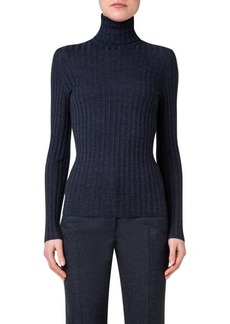 Akris Rib Wool & Silk Turtleneck Sweater