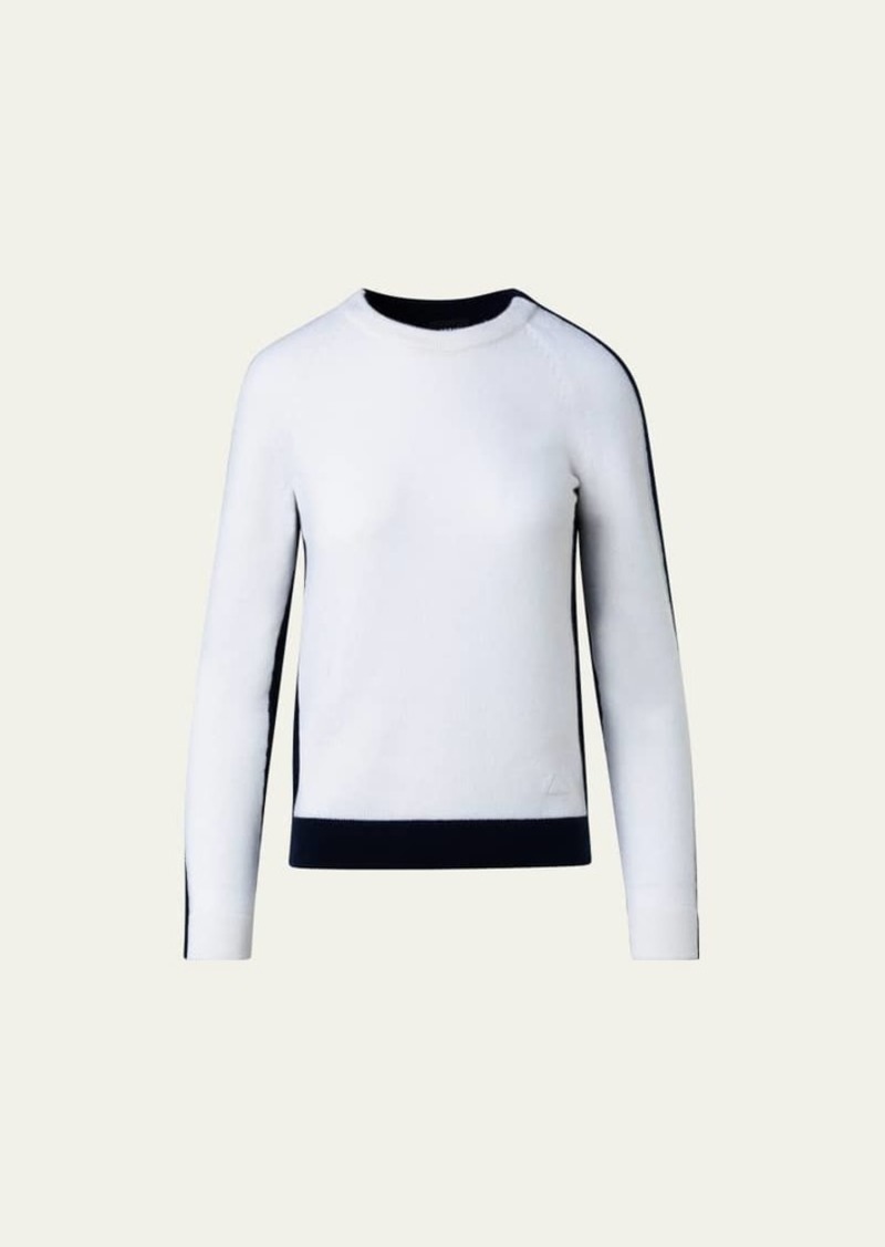 Akris Round-Neck Two-Tone Cashmere Sweater