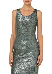 Akris Sequin Jersey Tank in Slate at Nordstrom