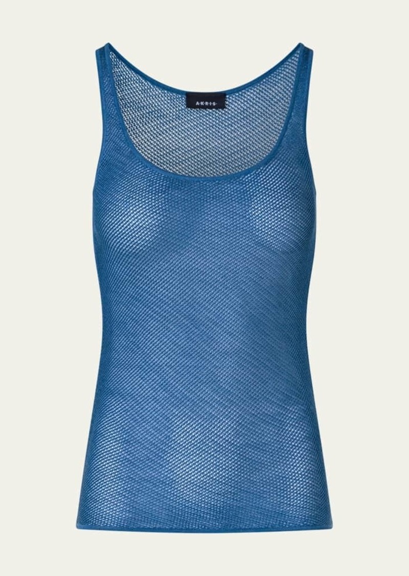 Akris Silk Knit Grid Tank Top