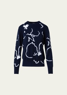 Akris Sketched  Abraham Flower Intarsia Cashmere Sweater