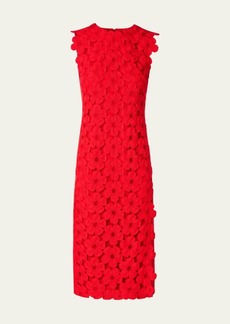 Akris Sleeveless Floral-Embroidered Crepe Midi Dress