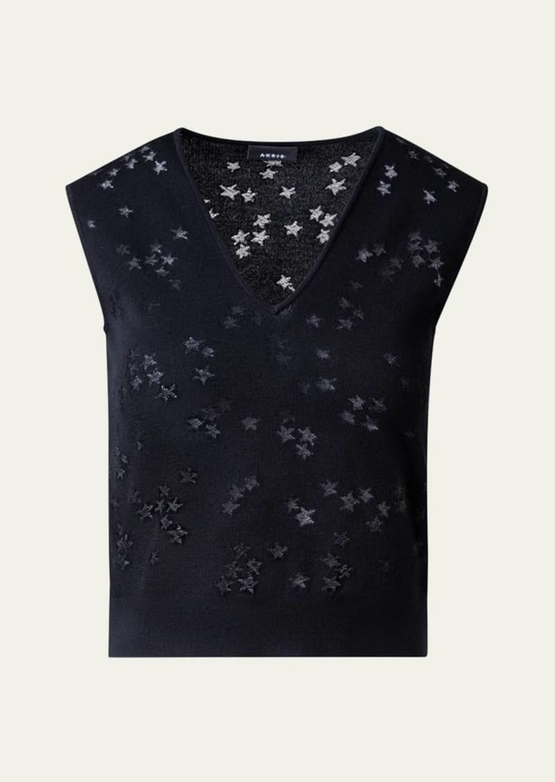 Akris Star Intarsia Sleeveless Wool Top