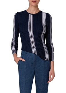 Akris Stripe Virgin Wool & Silk Rib Sweater