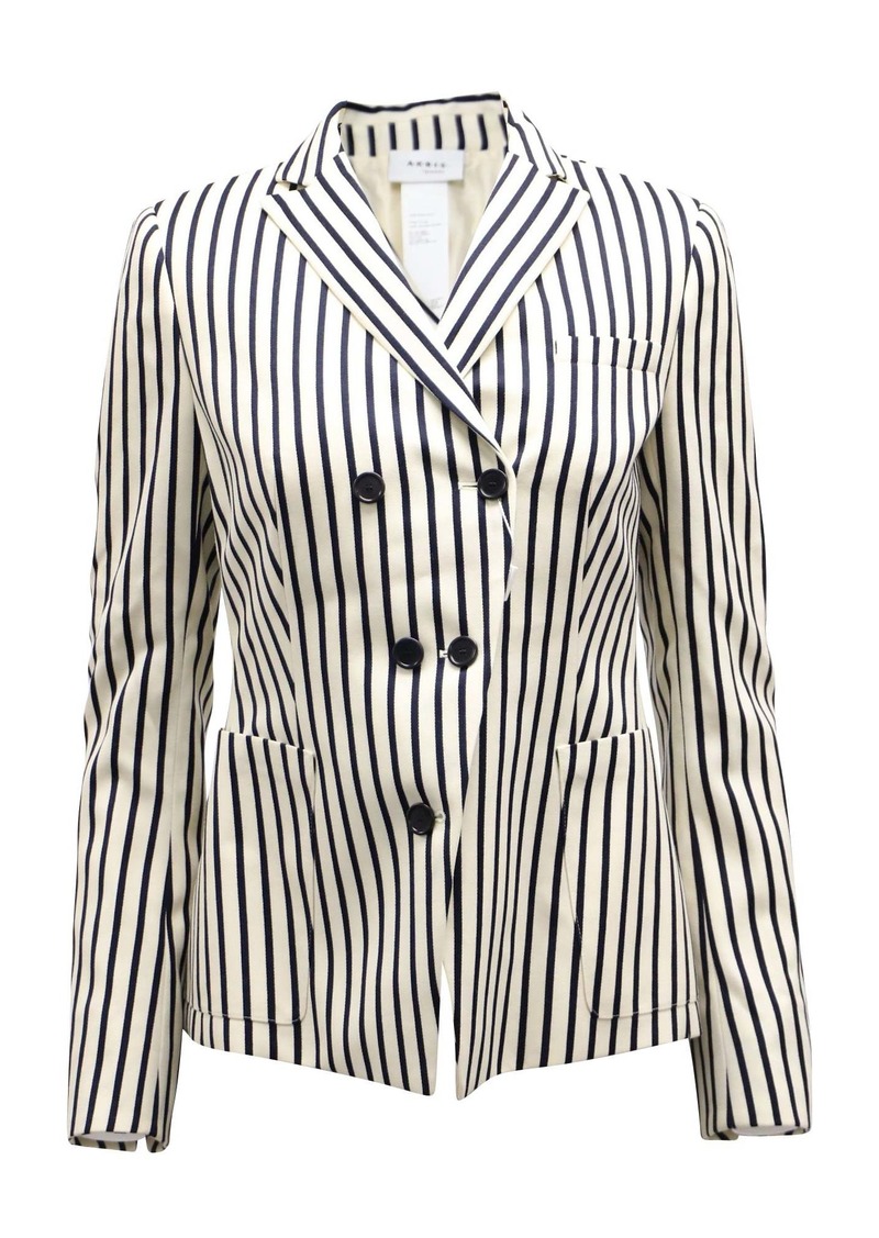 Akris Striped Blazer in Black and White Wool