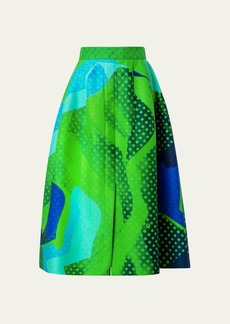 Akris Superimposition-Printed A-Line Midi Skirt