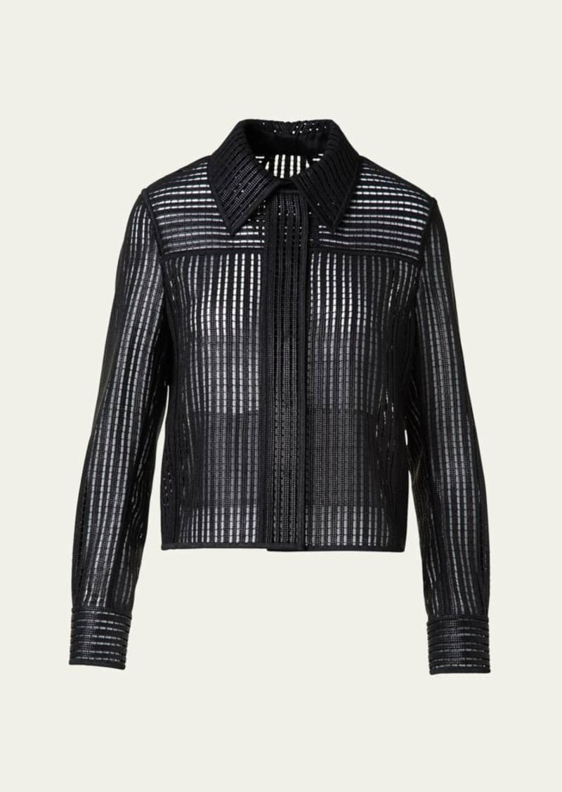 Akris Talitha Short Techno Stripe Boxy Jacket