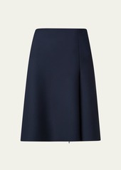 Akris Techno Neoprene Skirt with Asymmetrical Zip-Front Slit