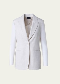 Akris Tiziano Linen Blazer Jacket with Organza Sleeves