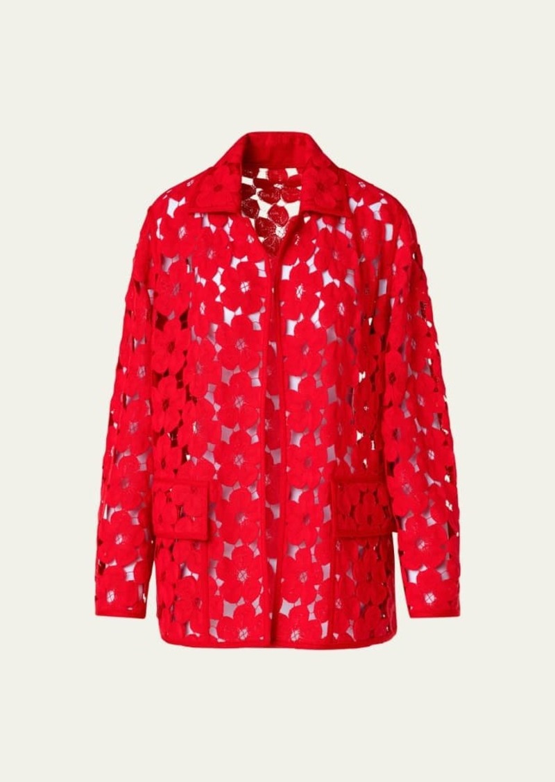 Akris Tommi Anemones Embroidered Oversize Jacket