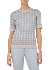 Akris Trapezoid Jacquard Cotton Sweater in Aluminum/Ble at Nordstrom