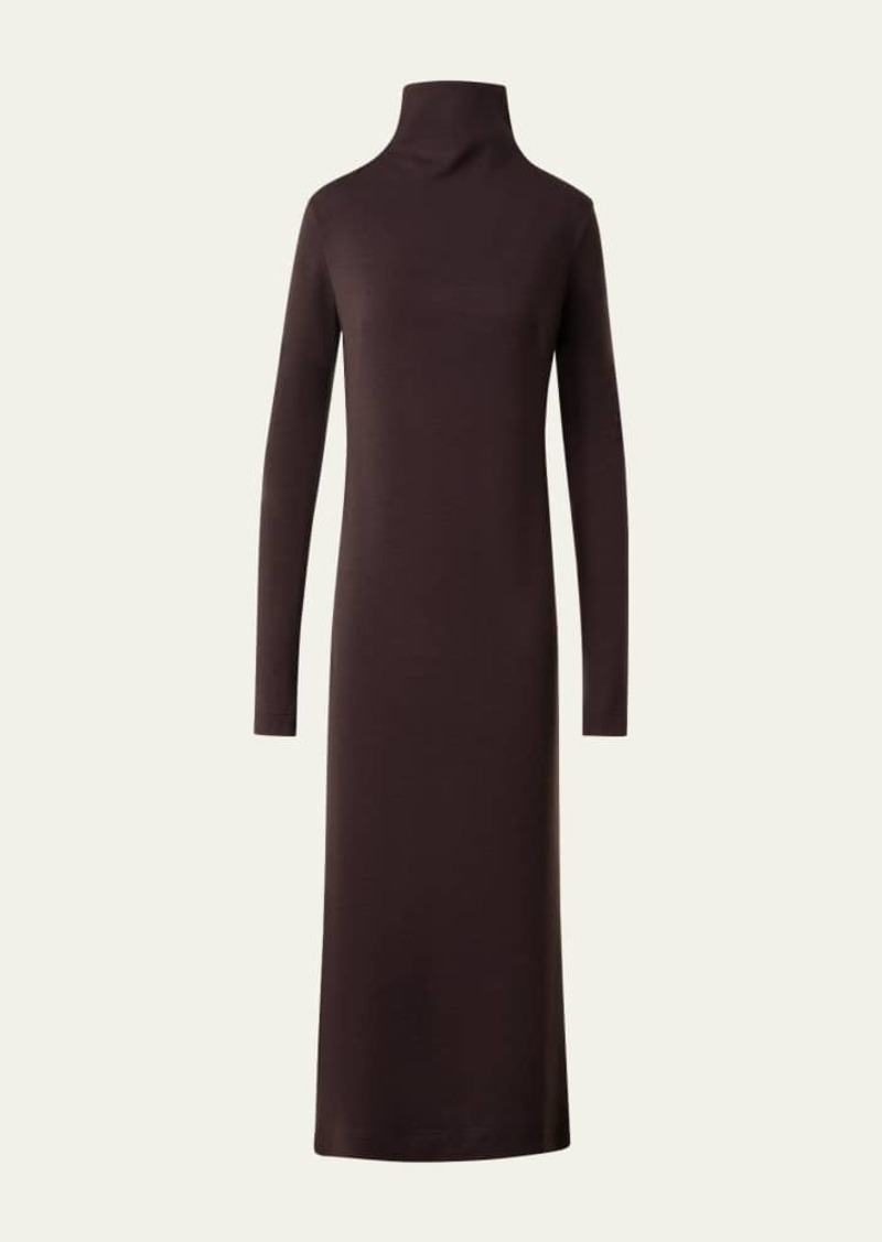 Akris Tube Turtleneck Wool Jersey Midi Dress