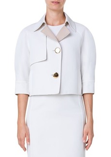 Akris Two-Tone Trench Style Crop Jacket