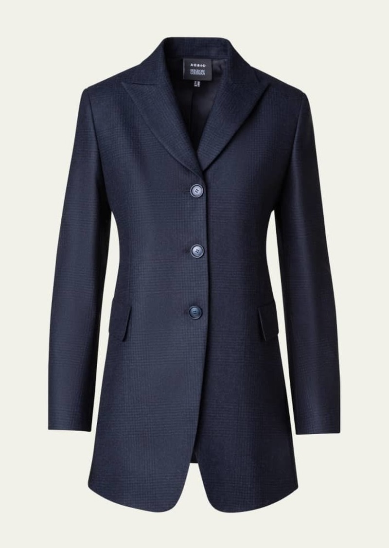 Akris Tyson Prince of Wales Wool Jacket  Navy