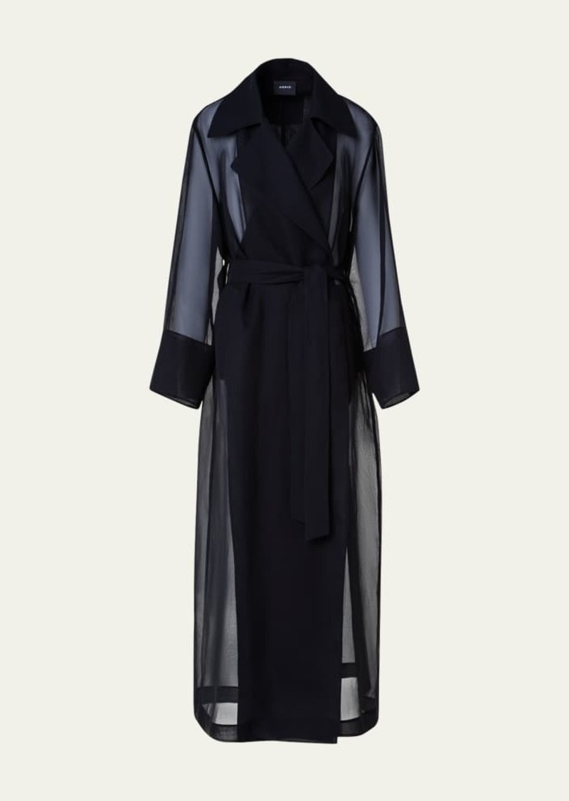 Akris Valentine Silk Gauze Belted Trench Coat