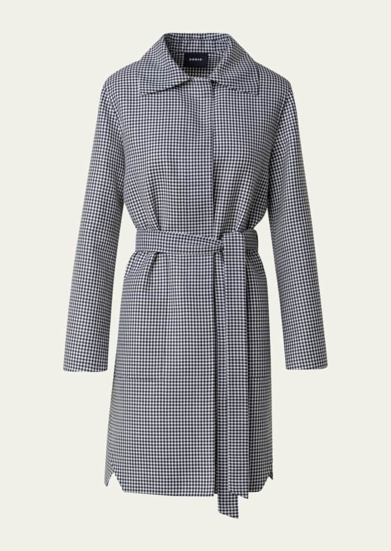 Akris Vito Short Wool Belted Vichy Coat