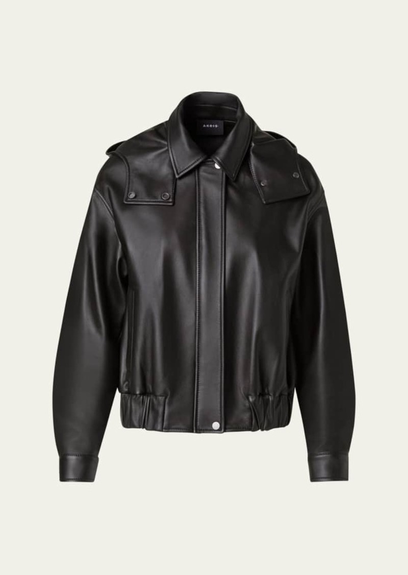 Akris Wanda Nappa Leather Hooded Bomber Jacket