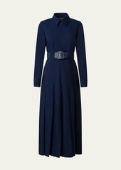 Akris Wool Zip-Front Midi Dress with Leather Belt