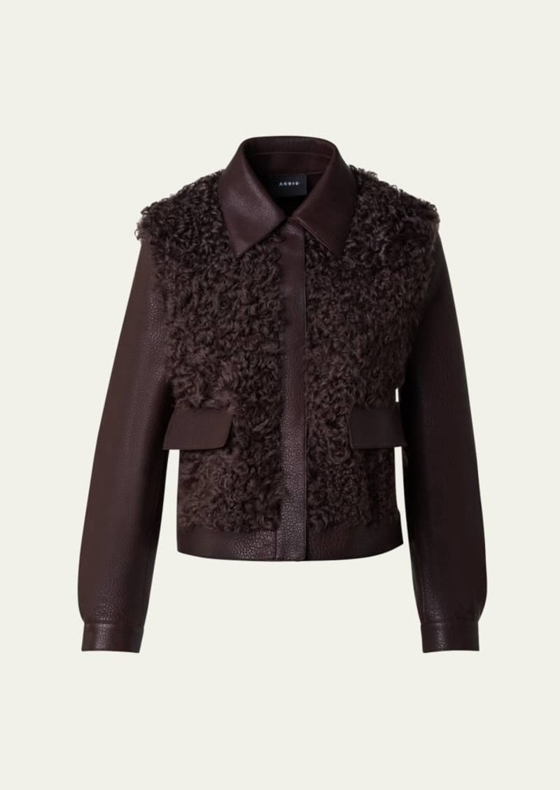 Akris Ylvi Leather Curly Shearling Panel Jacket