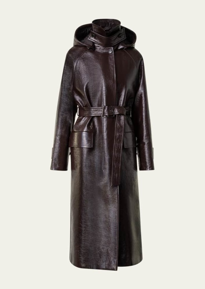 Akris Zeno Lacquer Cotton Belted Trench Coat