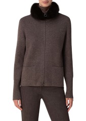 Akris Zip Cashmere Cardigan with Removable Genuine Sable Fur Collar