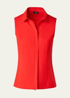 Akris Zip Front Poplin Fitted Blouse