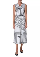 Akris Belted Cotton Poplin Midi-Dress