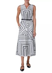 Akris Belted Cotton Poplin Midi-Dress