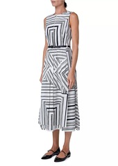 Akris Belted Cotton Poplin Midi-Dress