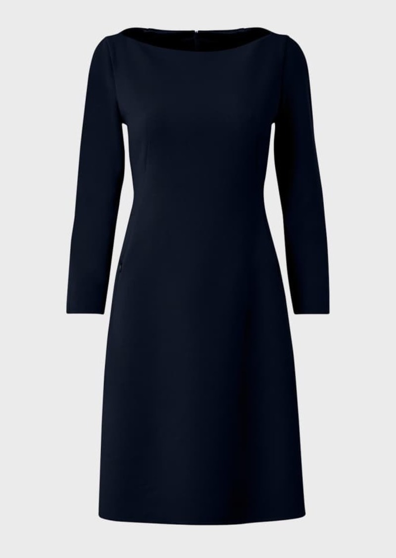 Akris Boat-Neck Bracelet-Sleeve Wool Double-Face Stretch Dress