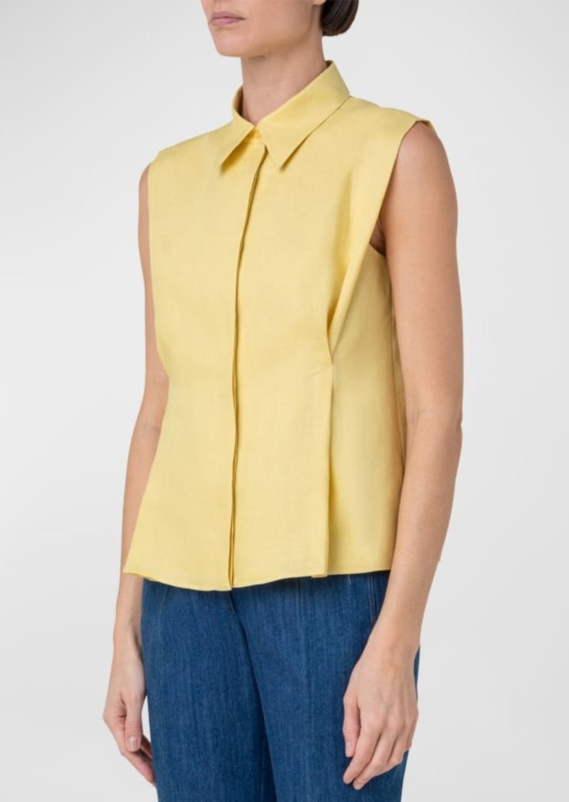 Akris Button-Front Linen Blouse