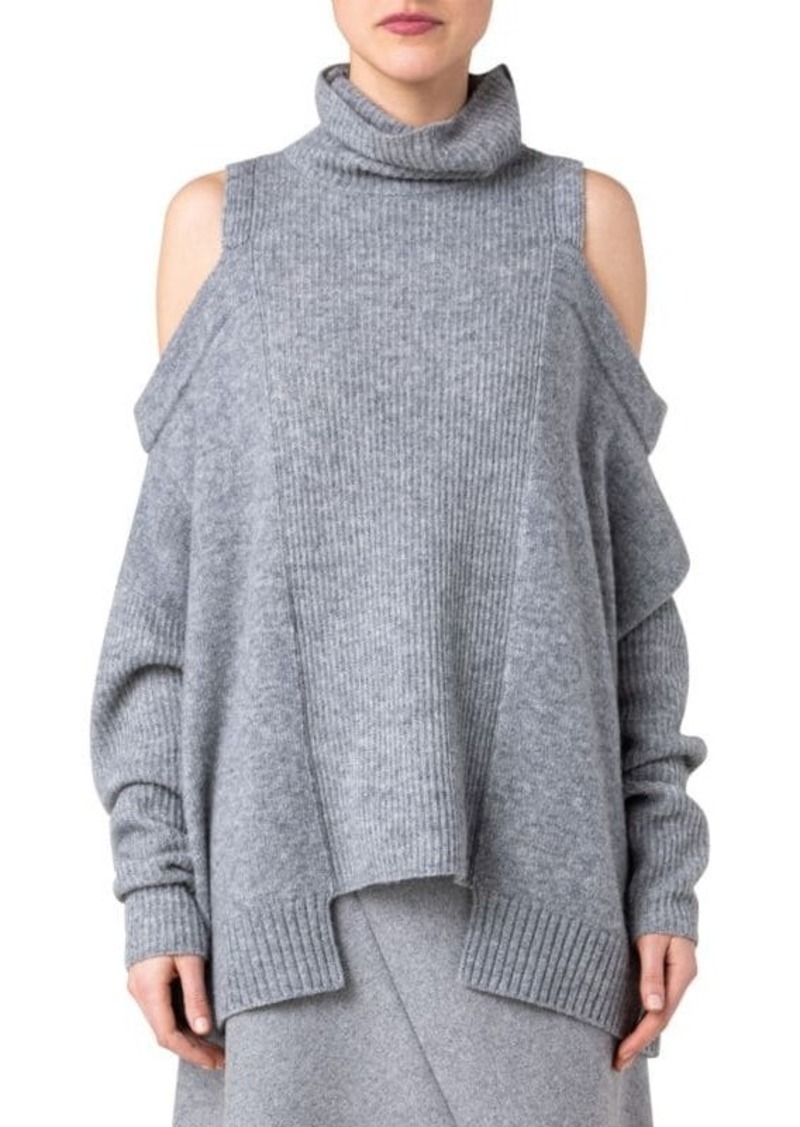 Akris Cold Shoulder Virgin Wool Blend Sweater