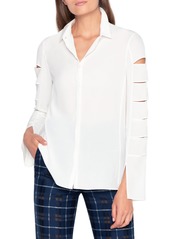 Akris Collared Button-Down Blouse with Slit Sleeves