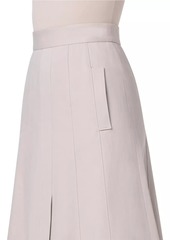 Akris Denim Pleated Midi-Skirt