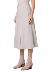 Akris Denim Pleated Midi-Skirt